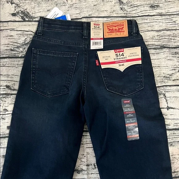 Levi's Boy’s Dark Denim 514 Straight Fit Jeans - Picture 5 of 6